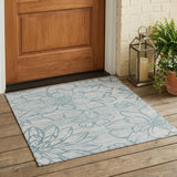 3' X 5' Silver And Gray Floral Washable Indoor Outdoor Area Rug