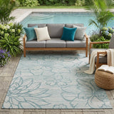 5' X 8' Silver And Gray Floral Washable Indoor Outdoor Area Rug