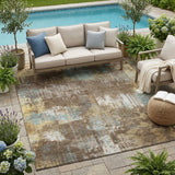 5' X 8' Brown And Coffee Abstract Washable Indoor Outdoor Area Rug