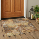 3' X 5' Copper And Orange Abstract Washable Indoor Outdoor Area Rug