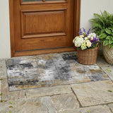 3' X 5' Gray And Graphite Abstract Washable Indoor Outdoor Area Rug