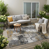 5' X 8' Gray And Graphite Abstract Washable Indoor Outdoor Area Rug
