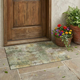 3' X 5' Olive Green And Green Abstract Washable Indoor Outdoor Area Rug