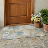 3' X 5' Silver And Gray Abstract Washable Indoor Outdoor Area Rug