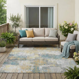 5' X 8' Silver And Gray Abstract Washable Indoor Outdoor Area Rug