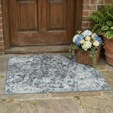 3' X 5' Silver And Gray Floral Washable Indoor Outdoor Area Rug