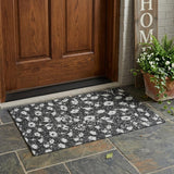 3' X 5' Black And Graphite Floral Washable Indoor Outdoor Area Rug