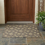 3' X 5' Brown And Coffee Floral Washable Indoor Outdoor Area Rug