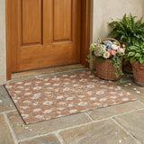 3' X 5' Rust And Orange Floral Washable Indoor Outdoor Area Rug