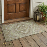 3' X 5' Green And Brown Southwestern Washable Indoor Outdoor Area Rug
