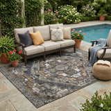 5' X 8' Black And Graphite Southwestern Washable Indoor Outdoor Area Rug