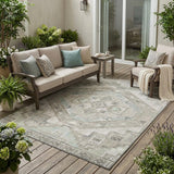 5' X 8' Ivory And Pewter Southwestern Washable Indoor Outdoor Area Rug