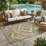 5' X 8' Walnut And Gold Southwestern Washable Indoor Outdoor Area Rug