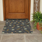 3' X 5' Black And Graphite Botanical Leaves Washable Indoor Outdoor Area Rug