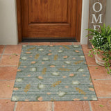 3' X 5' Green And Brown Botanical Leaves Washable Indoor Outdoor Area Rug