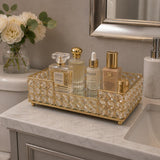 10" Gold Iron And Crystal Rectangular Napkin Holder