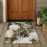 3' X 5' Chocolate And Brown Floral Washable Indoor Outdoor Area Rug