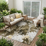5' X 8' Chocolate And Brown Floral Washable Indoor Outdoor Area Rug