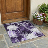 3' X 5' Eggplant And Purple Floral Washable Indoor Outdoor Area Rug
