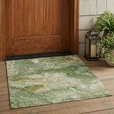 3' X 5' Green And Brown Abstract Washable Indoor Outdoor Area Rug