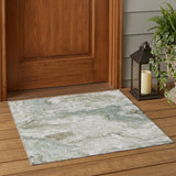 3' X 5' Beige And Brown Abstract Washable Indoor Outdoor Area Rug
