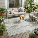 5' X 8' Beige And Brown Abstract Washable Indoor Outdoor Area Rug