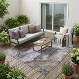 5' X 8' Brown And Graphite Abstract Washable Indoor Outdoor Area Rug