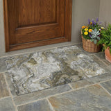 3' X 5' Granite Gray And Gray Abstract Washable Indoor Outdoor Area Rug