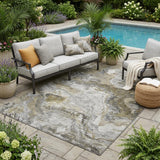 5' X 8' Granite Gray And Gray Abstract Washable Indoor Outdoor Area Rug