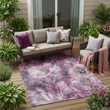 5' X 8' Purple And Plum Floral Washable Indoor Outdoor Area Rug