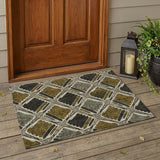 3' X 5' Brown And Chocolate Geometric Washable Indoor Outdoor Area Rug