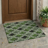 3' X 5' Green And Emerald Geometric Washable Indoor Outdoor Area Rug