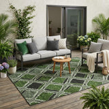 5' X 8' Green And Emerald Geometric Washable Indoor Outdoor Area Rug
