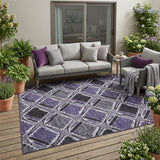 5' X 8' Purple And Lavender Geometric Washable Indoor Outdoor Area Rug