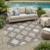 5' X 8' Khaki And Brown Geometric Washable Indoor Outdoor Area Rug