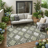 5' X 8' Sage And Green Geometric Washable Indoor Outdoor Area Rug