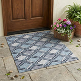 3' X 5' Sky Blue And Blue Geometric Washable Indoor Outdoor Area Rug
