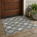 3' X 5' Taupe And Brown Geometric Washable Indoor Outdoor Area Rug