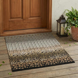 3' X 5' Brown And Graphite Geometric Washable Indoor Outdoor Area Rug