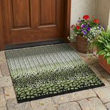 3' X 5' Green And Black Geometric Washable Indoor Outdoor Area Rug