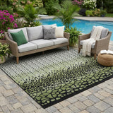 5' X 8' Green And Black Geometric Washable Indoor Outdoor Area Rug
