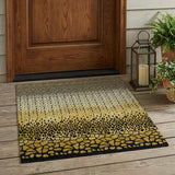 3' X 5' Gold And Walnut Geometric Washable Indoor Outdoor Area Rug