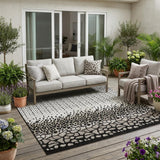 5' X 8' Ivory And Graphite Geometric Washable Indoor Outdoor Area Rug