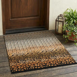 3' X 5' Orange And Black Geometric Washable Indoor Outdoor Area Rug