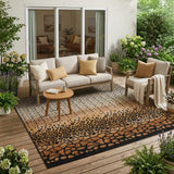 5' X 8' Orange And Black Geometric Washable Indoor Outdoor Area Rug