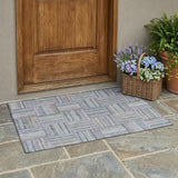 3' X 5' Green And Silver Geometric Washable Indoor Outdoor Area Rug