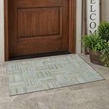 3' X 5' Sage And Green Geometric Washable Indoor Outdoor Area Rug