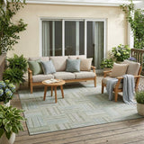 5' X 8' Sage And Green Geometric Washable Indoor Outdoor Area Rug