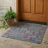 3' X 5' Fern Green And Green Geometric Washable Indoor Outdoor Area Rug
