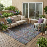 5' X 8' Fern Green And Green Geometric Washable Indoor Outdoor Area Rug